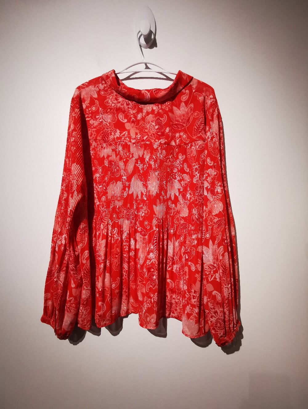 Love & Legend Coral Floral Peasant Tunic Blouse Plus Size Boho Tie Neck S22 - Picture 9 of 11